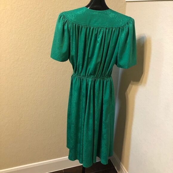 Andrea Gayle petites green vintage dress sz 10 - Picture 5 of 9